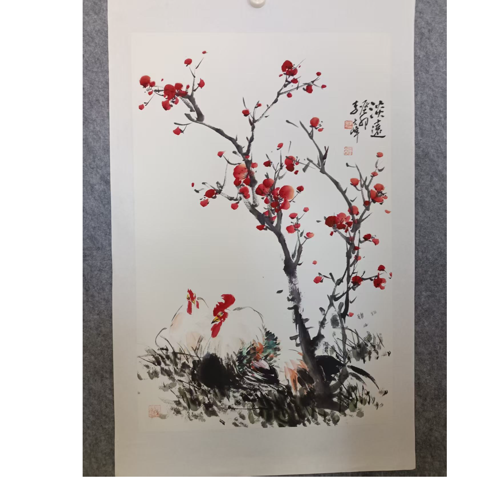 李文峰四尺三开花鸟3