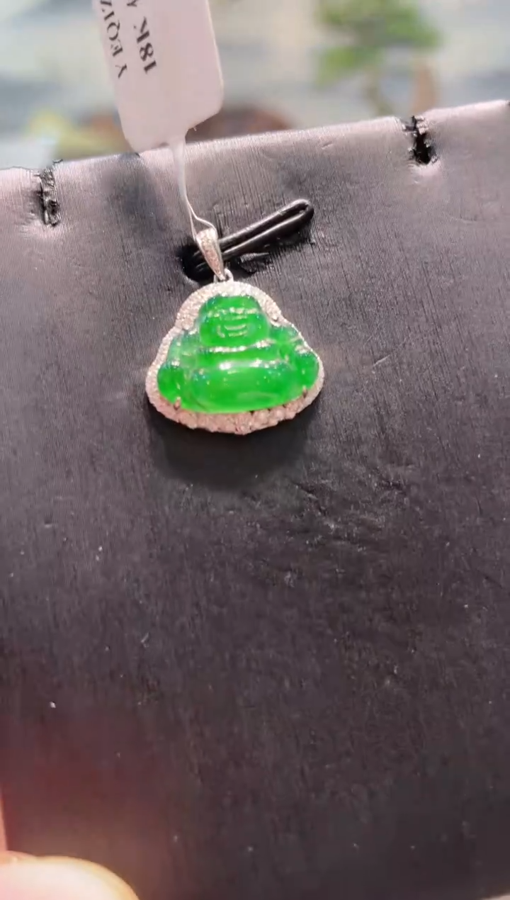 【闪购商品】翡翠颈饰18K金镶嵌A62天然A货翡翠