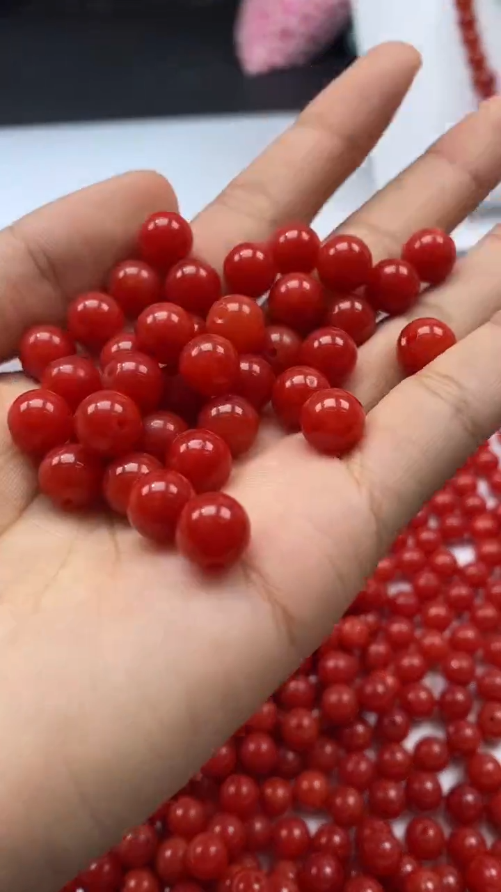 未镶嵌颈饰玛瑙/玉髓W2185-云南保山肉南红色8mm*16颗