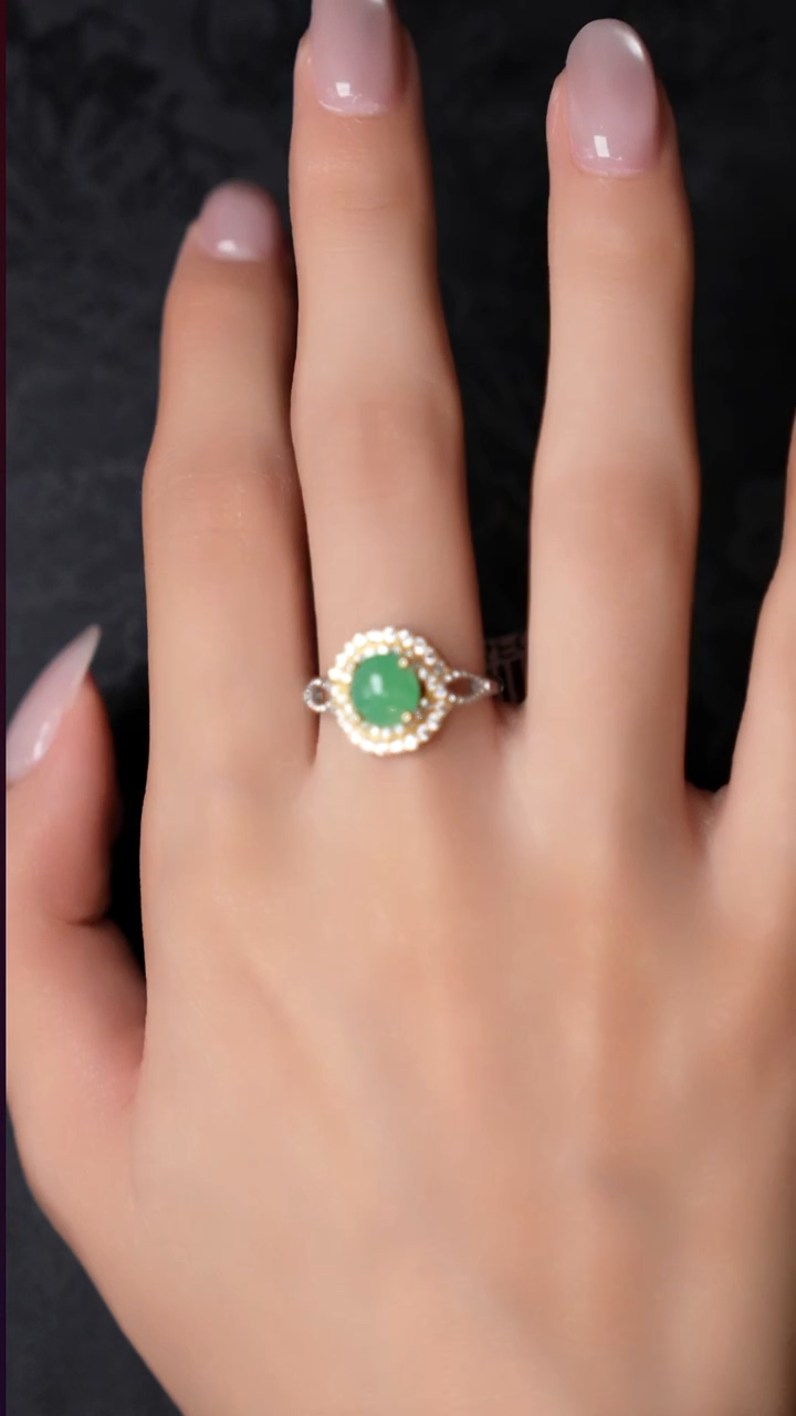 银S925镶嵌戒指翡翠工厂抛货 假1罚3 多样性发其1