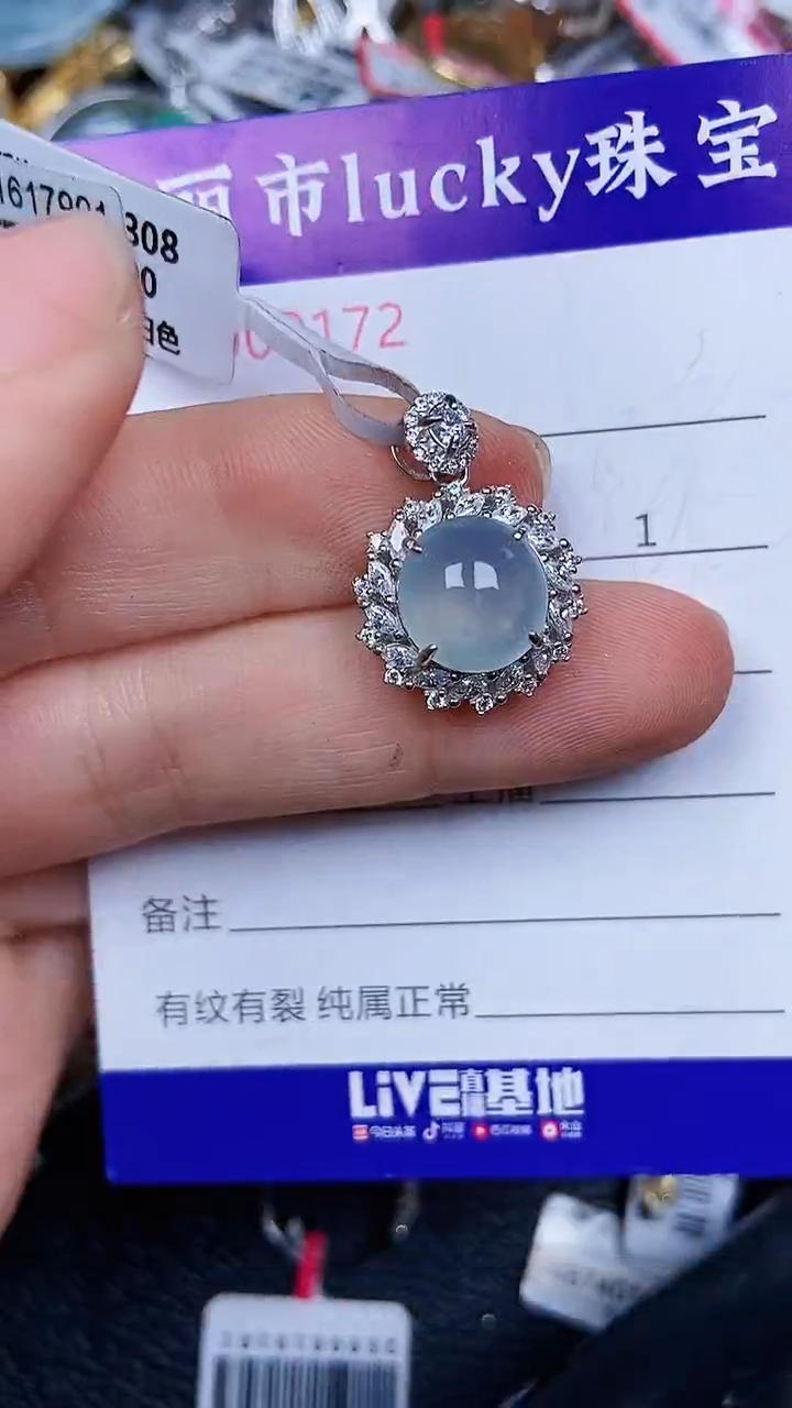 颈饰银S925镶嵌翡翠0172