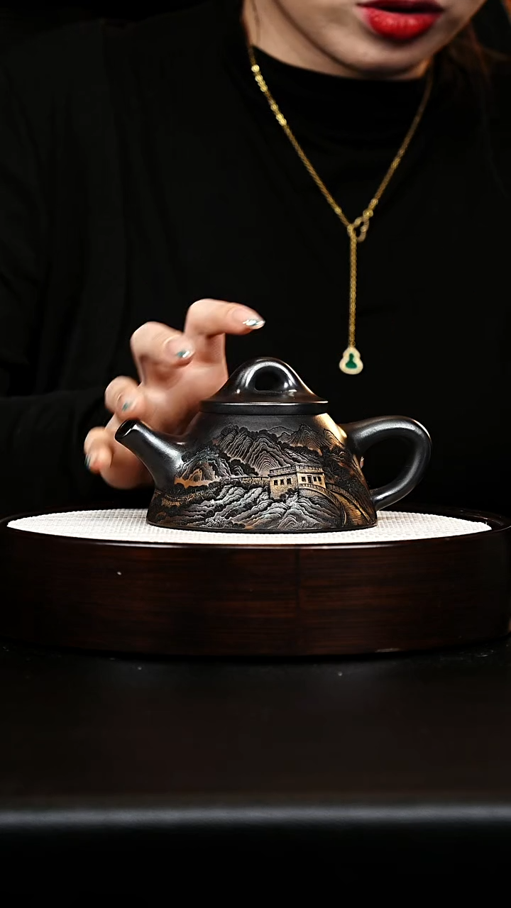 茶壶紫砂石瓢壶 