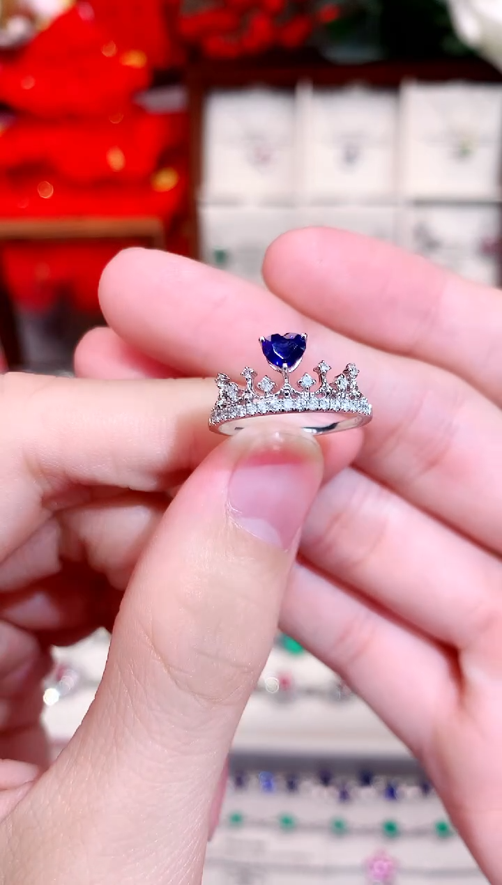 【闪购商品】蓝宝石戒指18K金镶嵌0.36ct/天然宝石/七天无理由