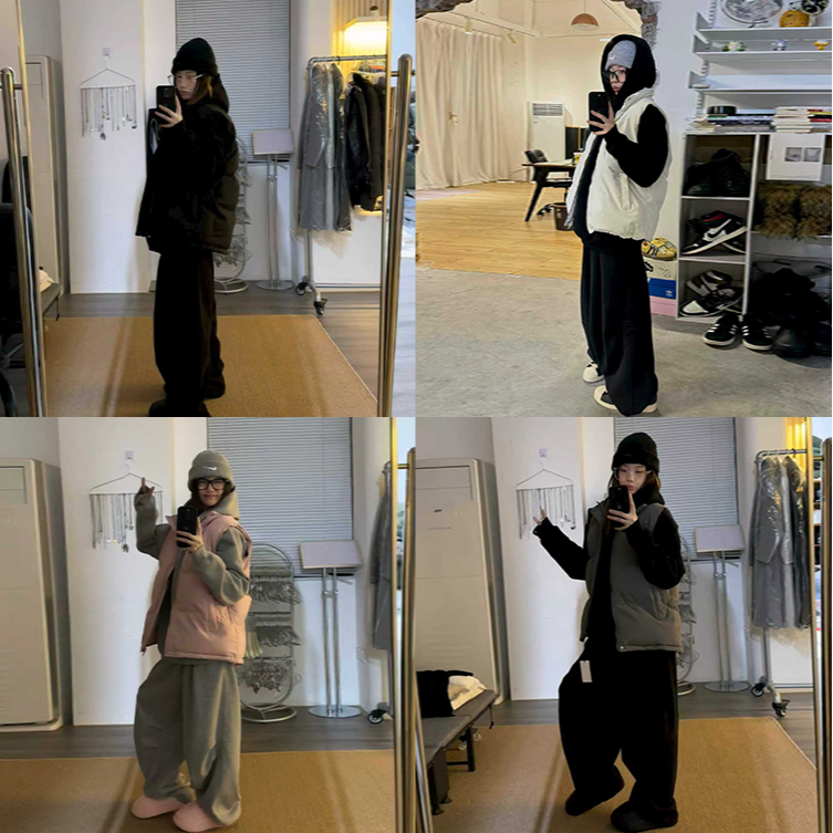 美式复古立领背心外套加厚保暖纯色坎肩马夹