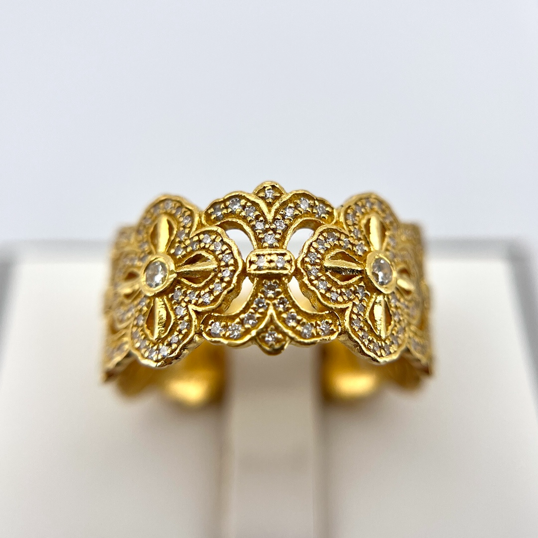 老pu黄金十字金刚杵戒指 