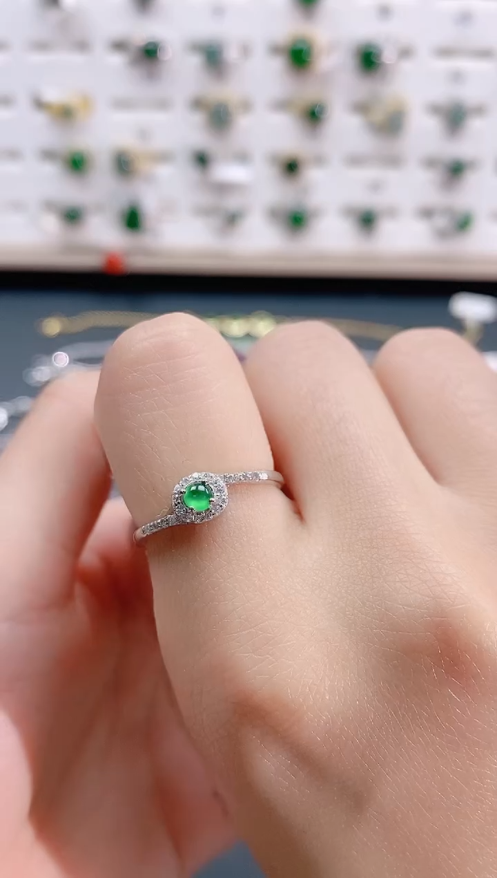 【闪购商品】翡翠戒指银S925镶嵌天然翡翠