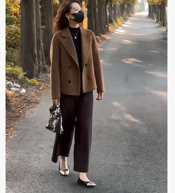 秋季短款毛呢外套九分裤气质中老年女装时尚套装MH10901