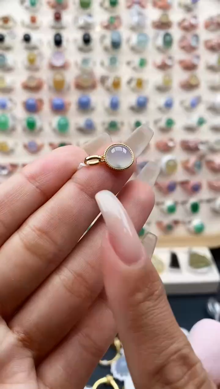 【闪购商品】翡翠颈饰银S925镶嵌缅甸天然A货翡翠111  9+5