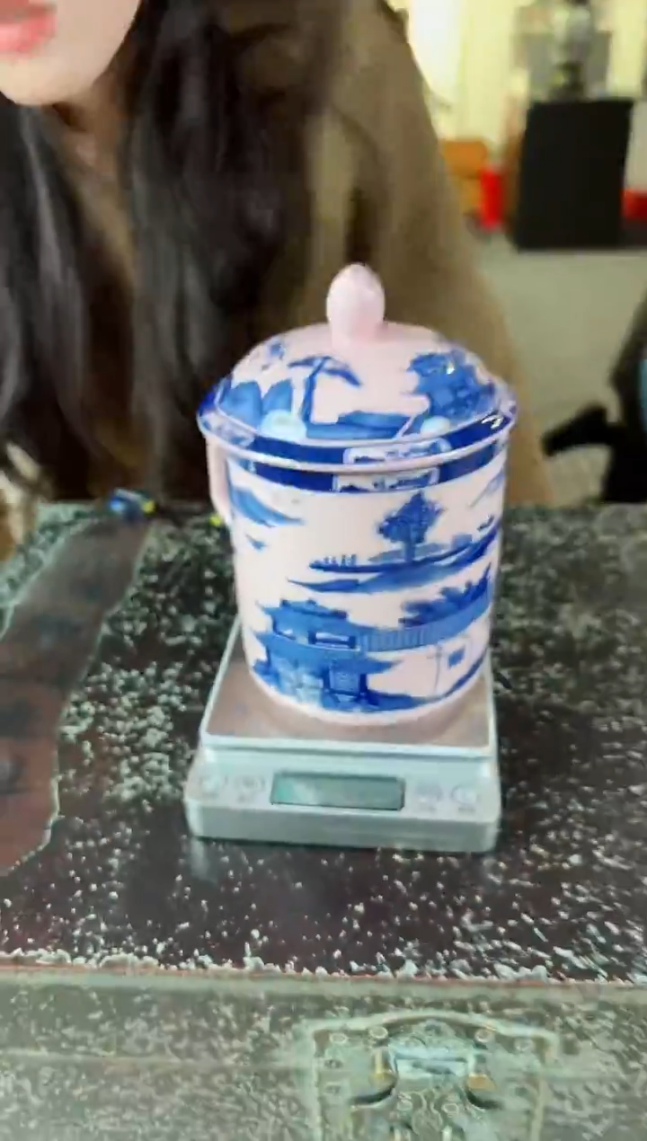 杯子陶瓷红稀青花梧桐办公杯+礼盒