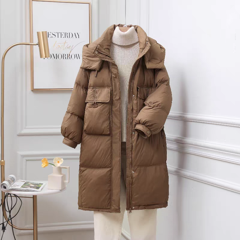 90羽绒服女中长款过膝2023年新款韩版时尚宽松加厚白鸭绒外套潮