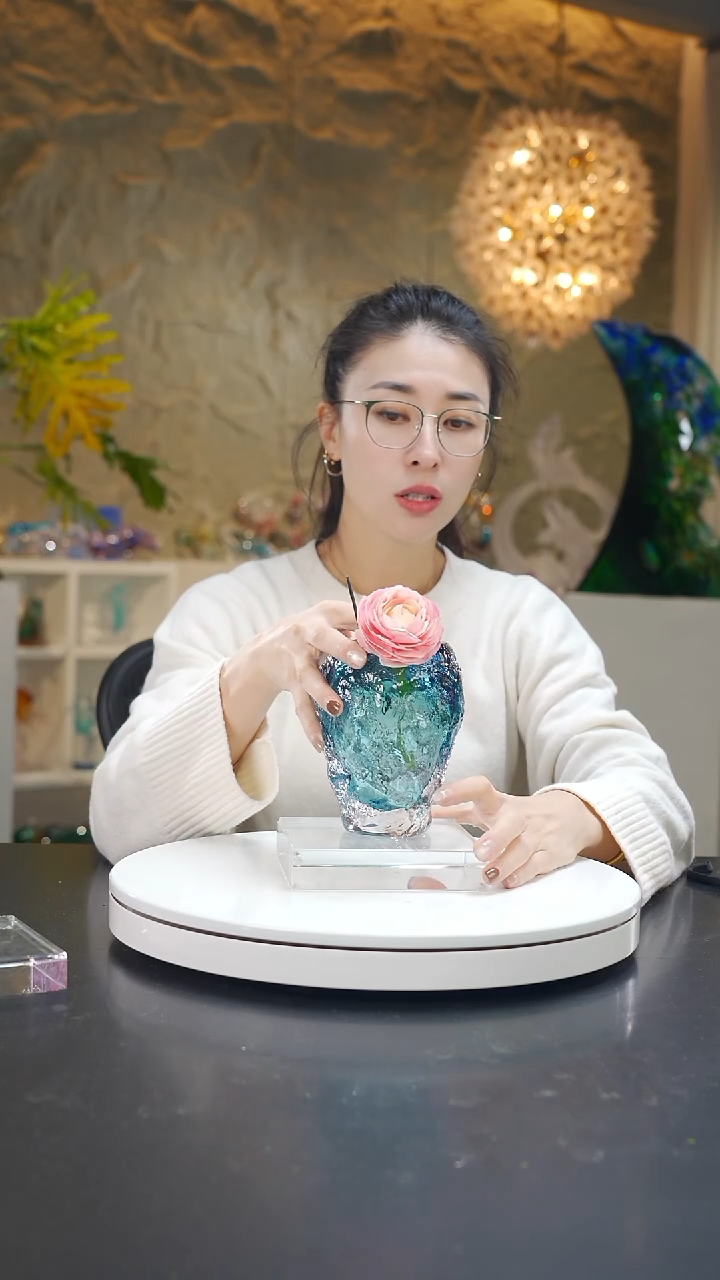 手工艺品琉璃海蓝色肌理纹香薰瓶