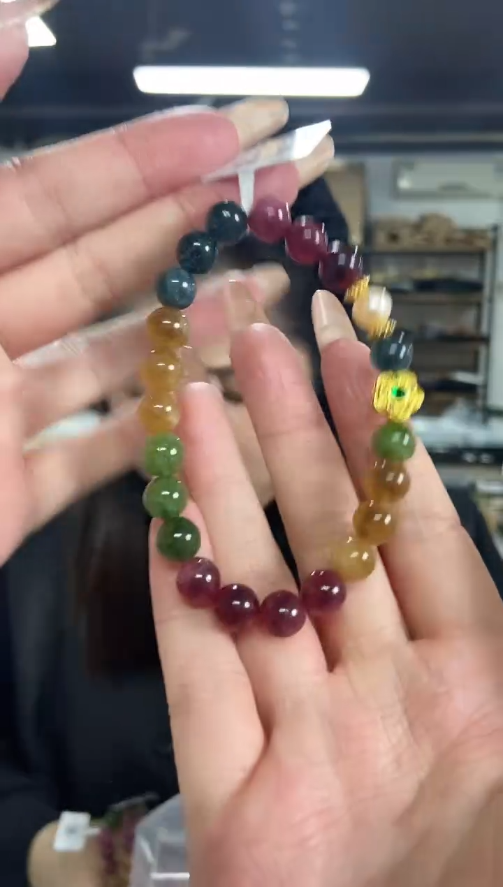 【闪购商品】碧玺手串未镶嵌多样性发其一颜色微差