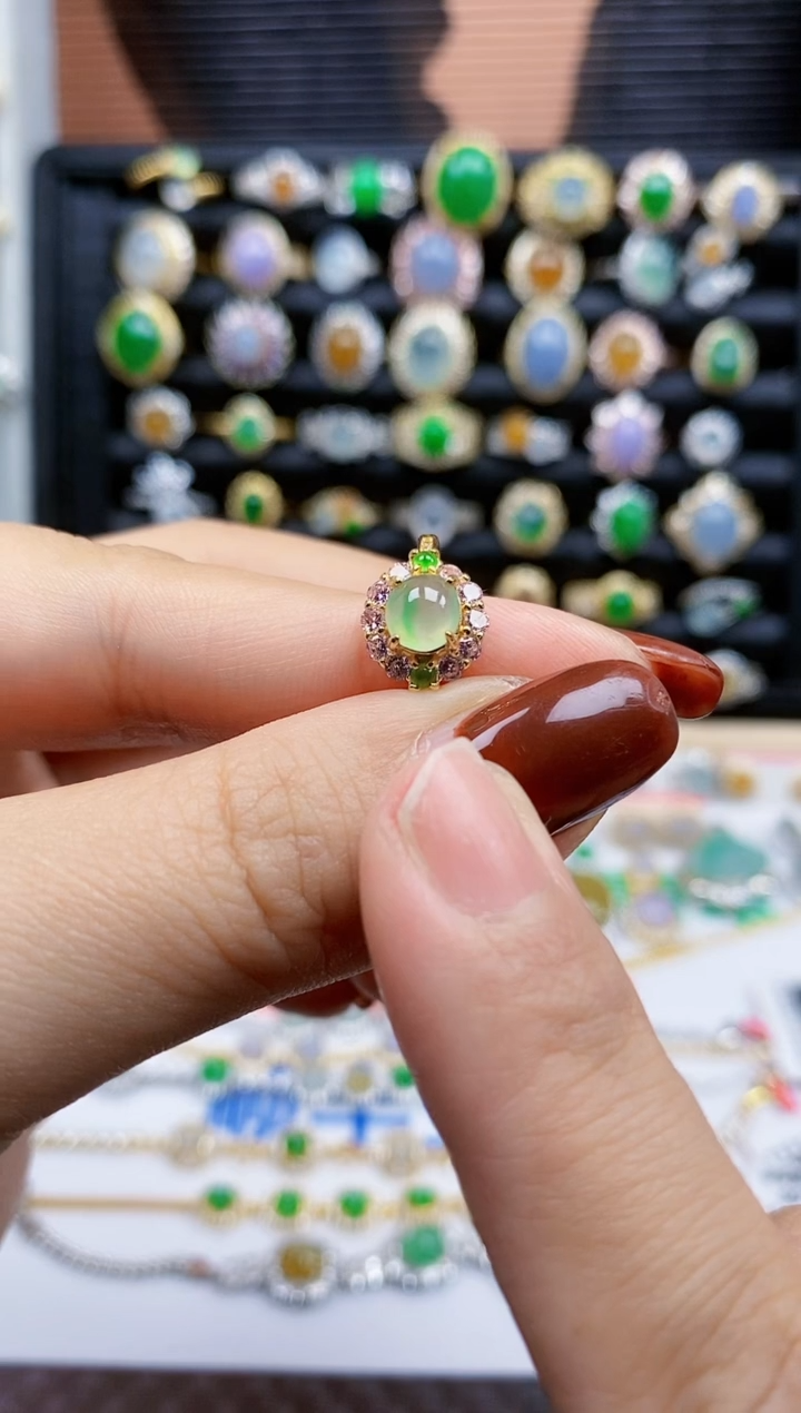 银S925镶嵌戒指翡翠341