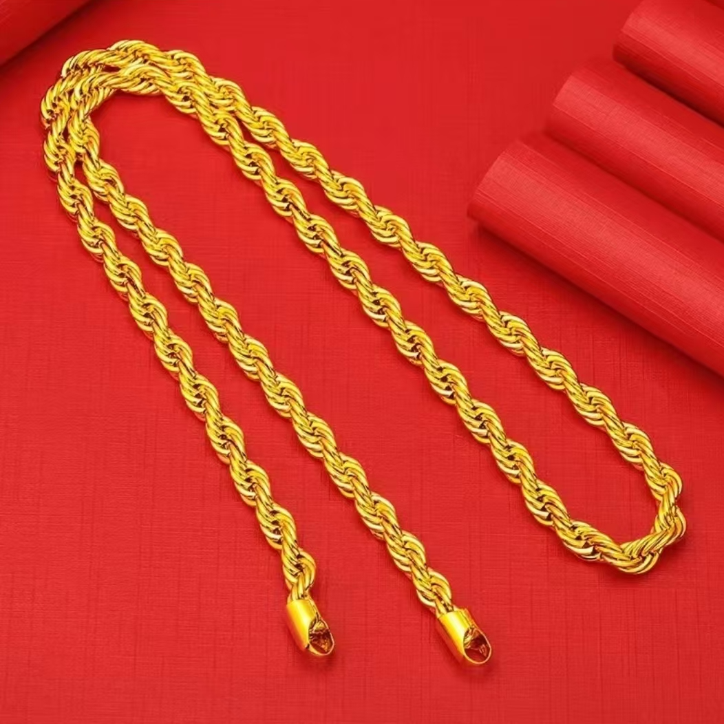 合金项链 卡6麻花项链男士