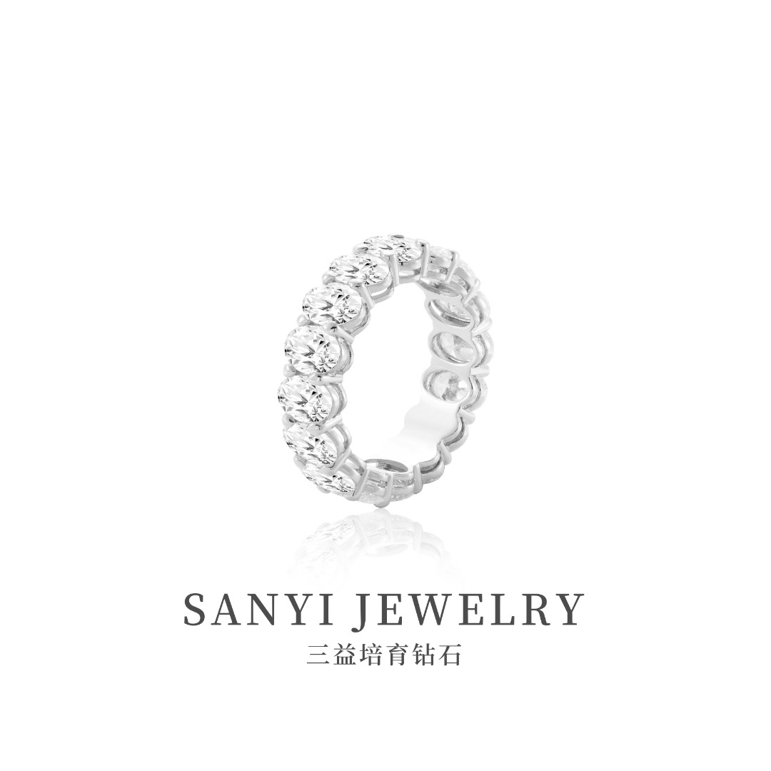 三益珠宝18k【椭圆满圈50分戒指】B轻奢时尚排戒培育钻