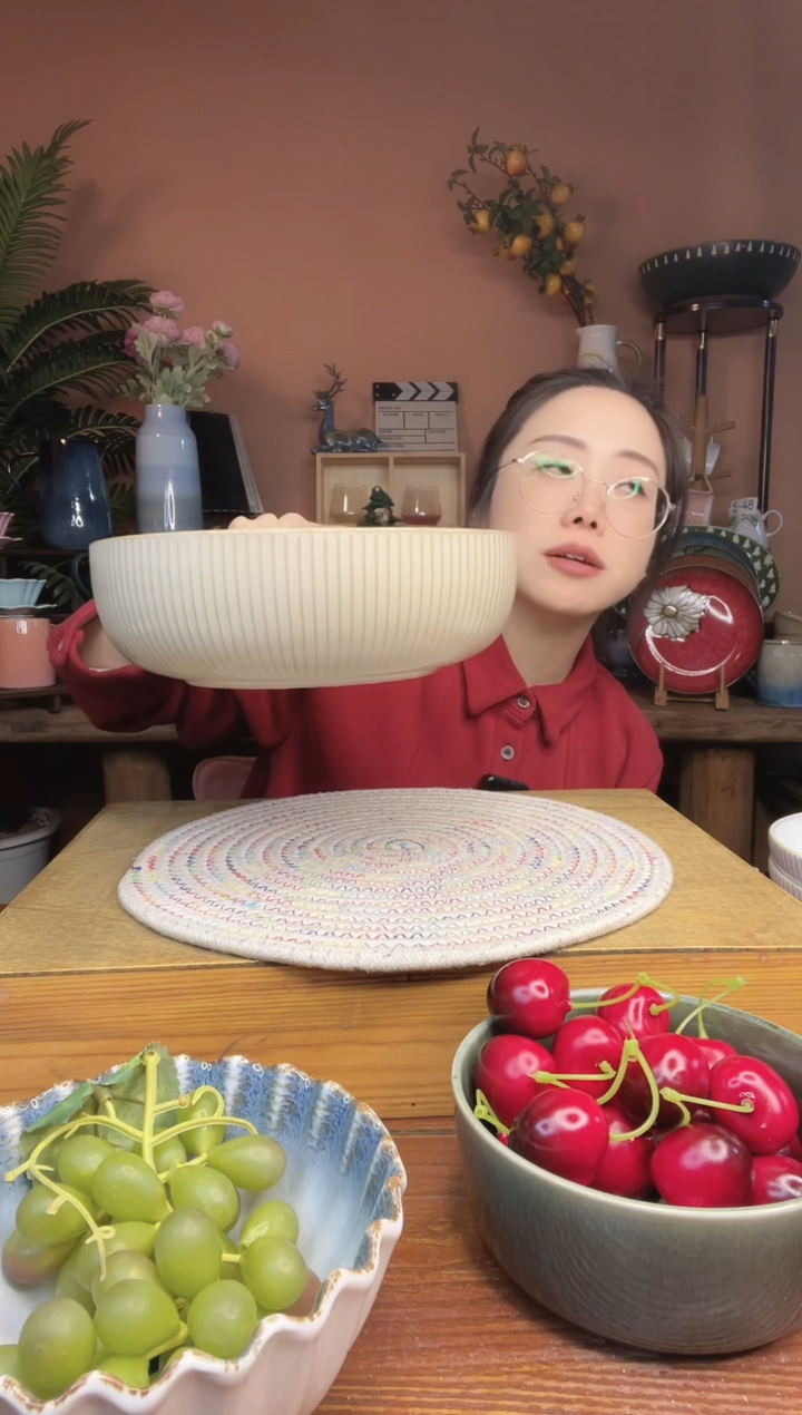 陶瓷9英寸竖条纹大汤碗 微瑕疵