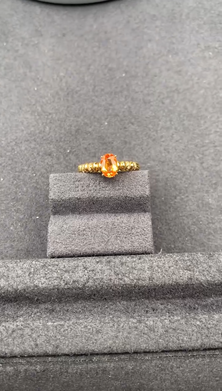 18K金镶嵌戒指石榴石（芬达石）0.75ct芬达 FE 定制