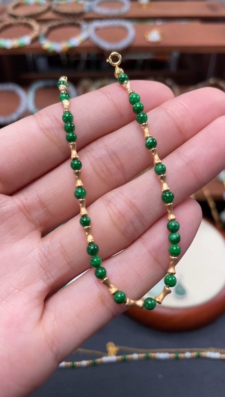 【闪购商品】翡翠套链18K金镶嵌一个  JK237