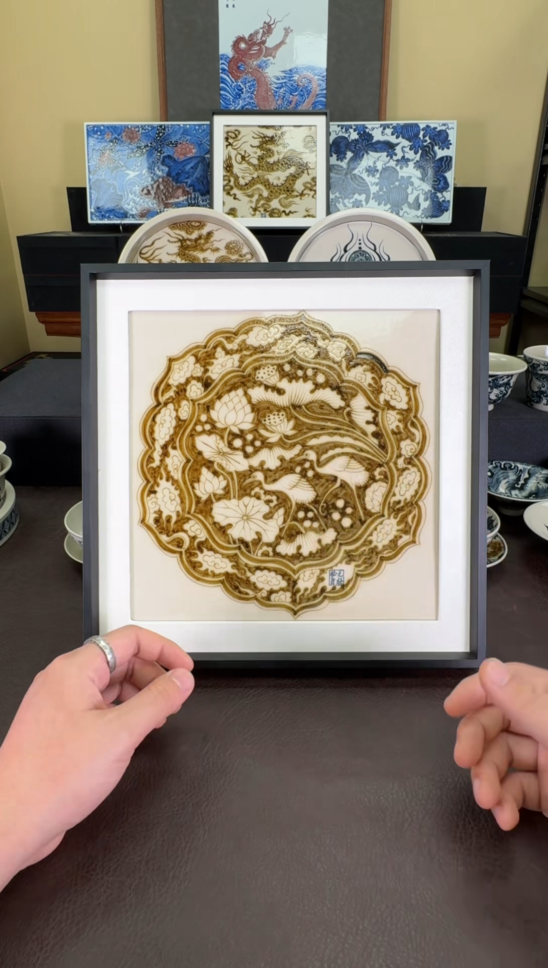 【闪购商品】瓷片釉里金一路连科瓷板画