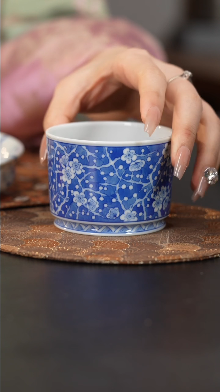 【闪购商品】杯看山柴窑青花冰梅主人杯