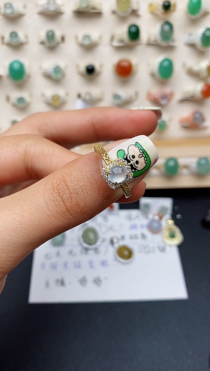 【闪购商品】翡翠戒指银S925镶嵌缅甸翡翠