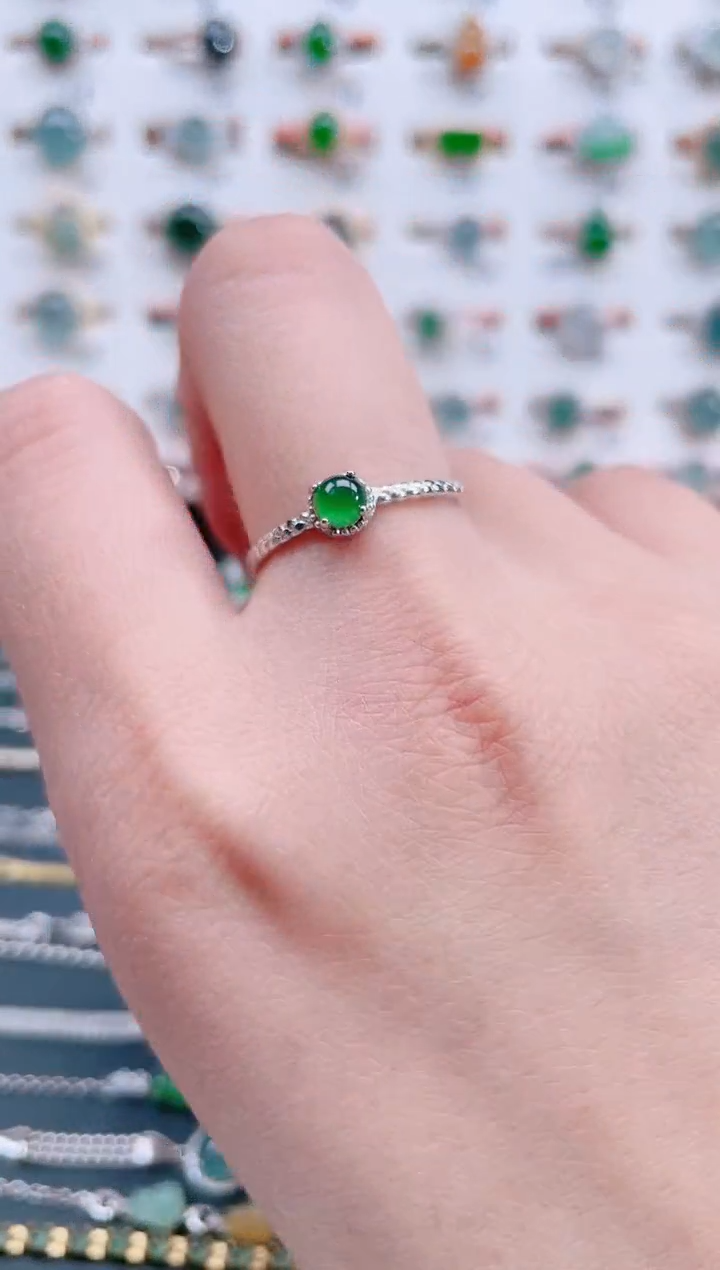 银S925镶嵌戒指翡翠天然翡翠