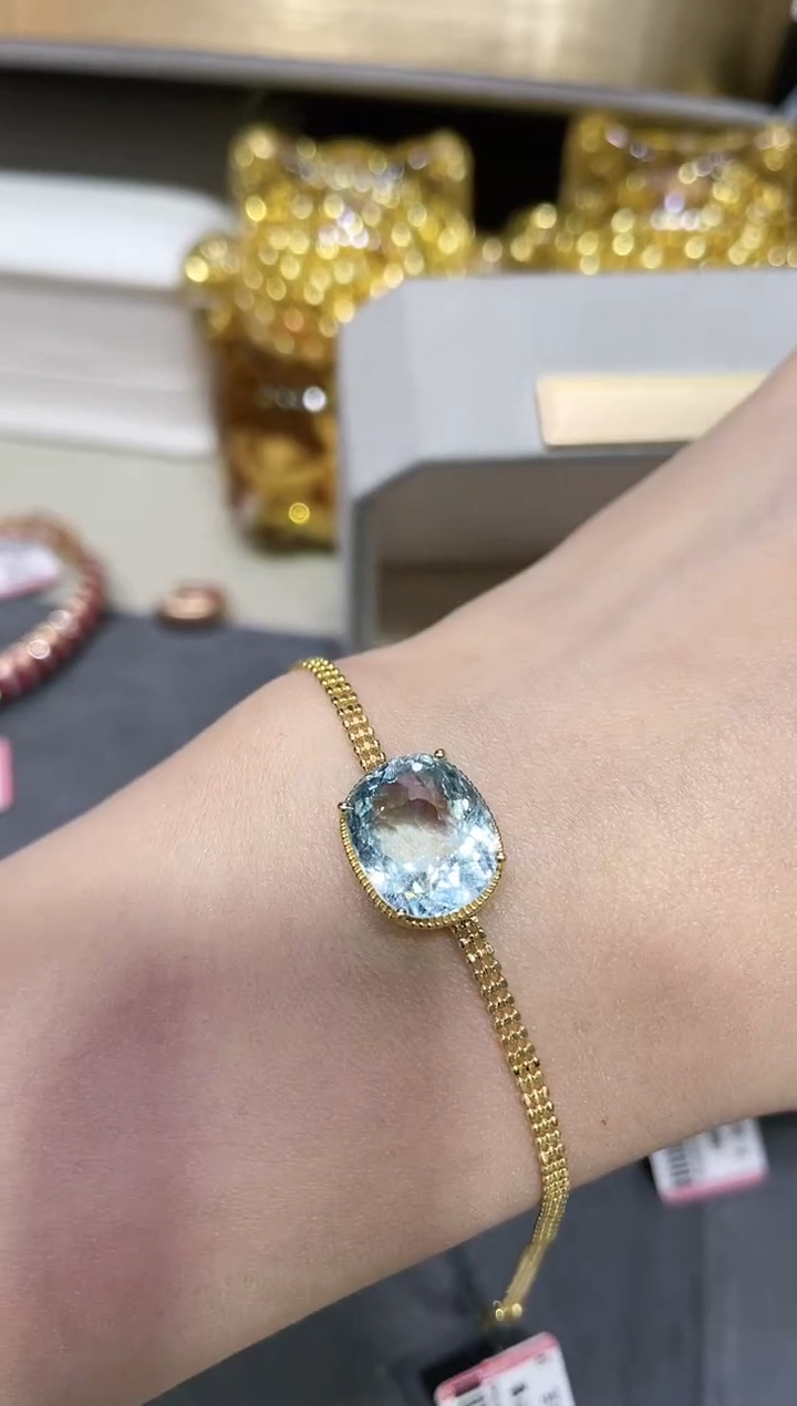 【闪购商品】海蓝宝石手链18K金镶嵌·