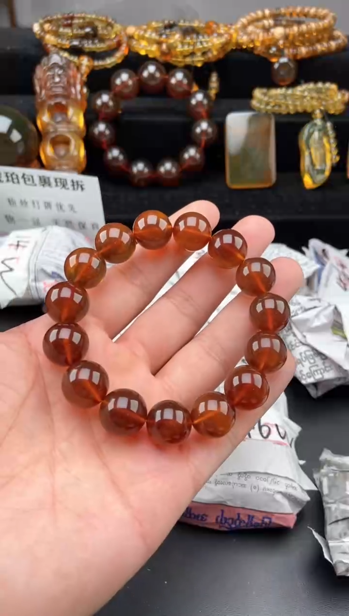 【闪购商品】未镶嵌琥珀手链金棕红手串