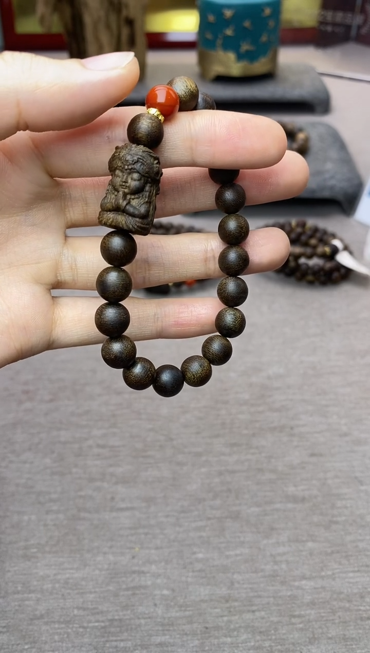 【闪购商品】沉香手串顺化紫棋玉化料08+扎基设计 单圈沉水