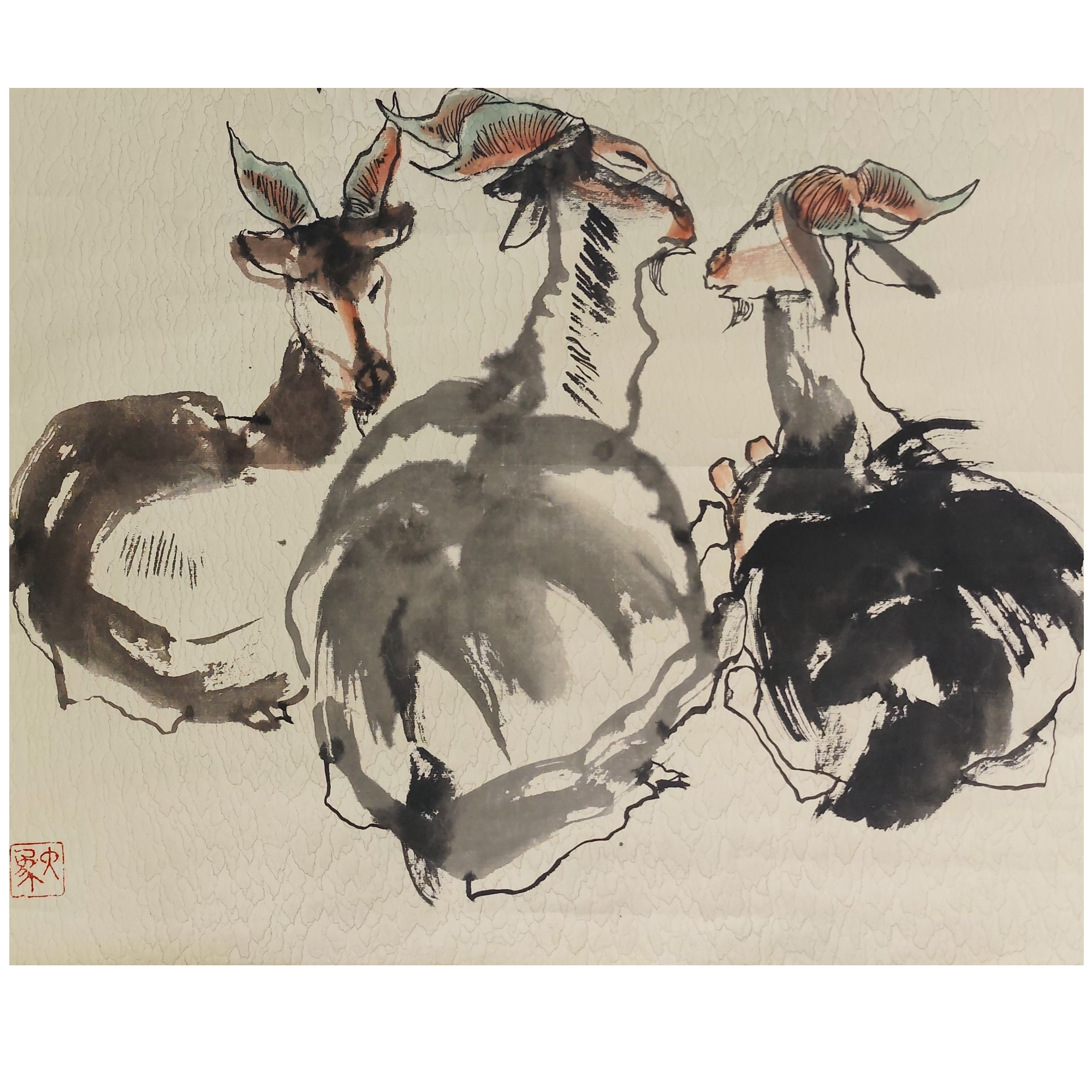 LOT.313 《三羊开泰》60*63cm 纸本设色立轴
