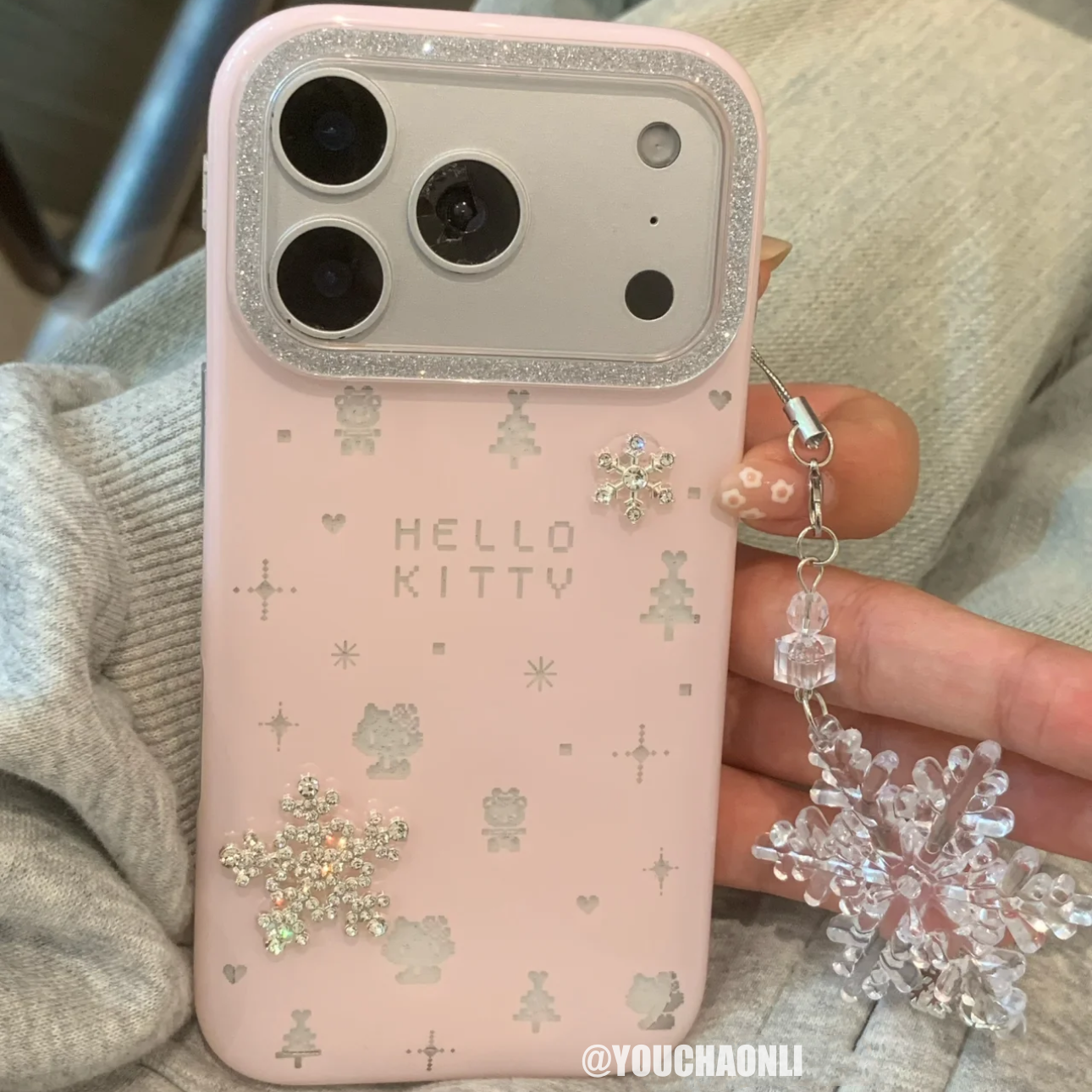 双层闪粉半透雪花苹果17promax手机壳iPhone16151413女14pro网红