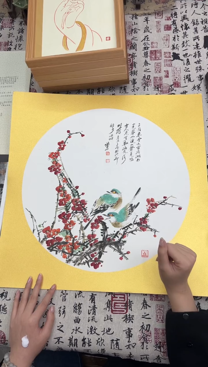 【闪购商品】国画50*50省美协画家窦欣奇花鸟斗方已托裱