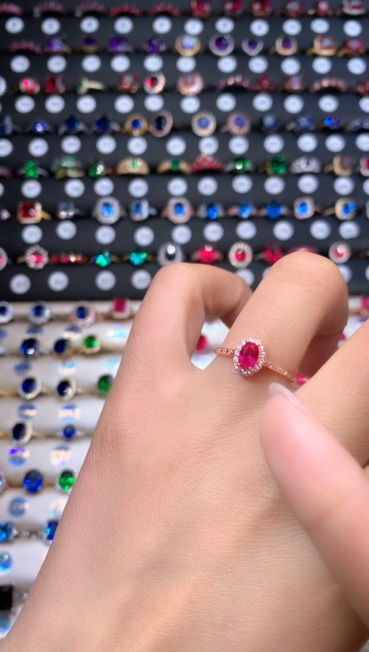 【闪购商品】红宝石戒指银S925镶嵌玫瑰金 4.6