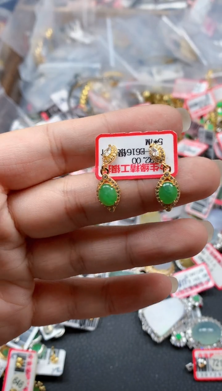 银S925镶嵌戒指翡翠天然A货缅甸翡翠