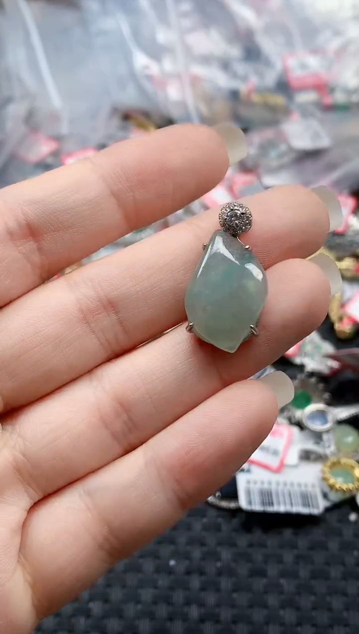 银S925镶嵌戒指翡翠天然A货缅甸翡翠