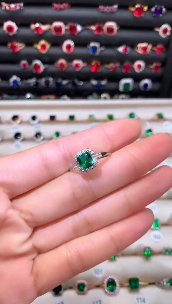 【闪购商品】透辉石戒指银S925镶嵌6