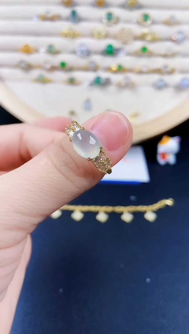 翡翠戒指银S925镶嵌4564564