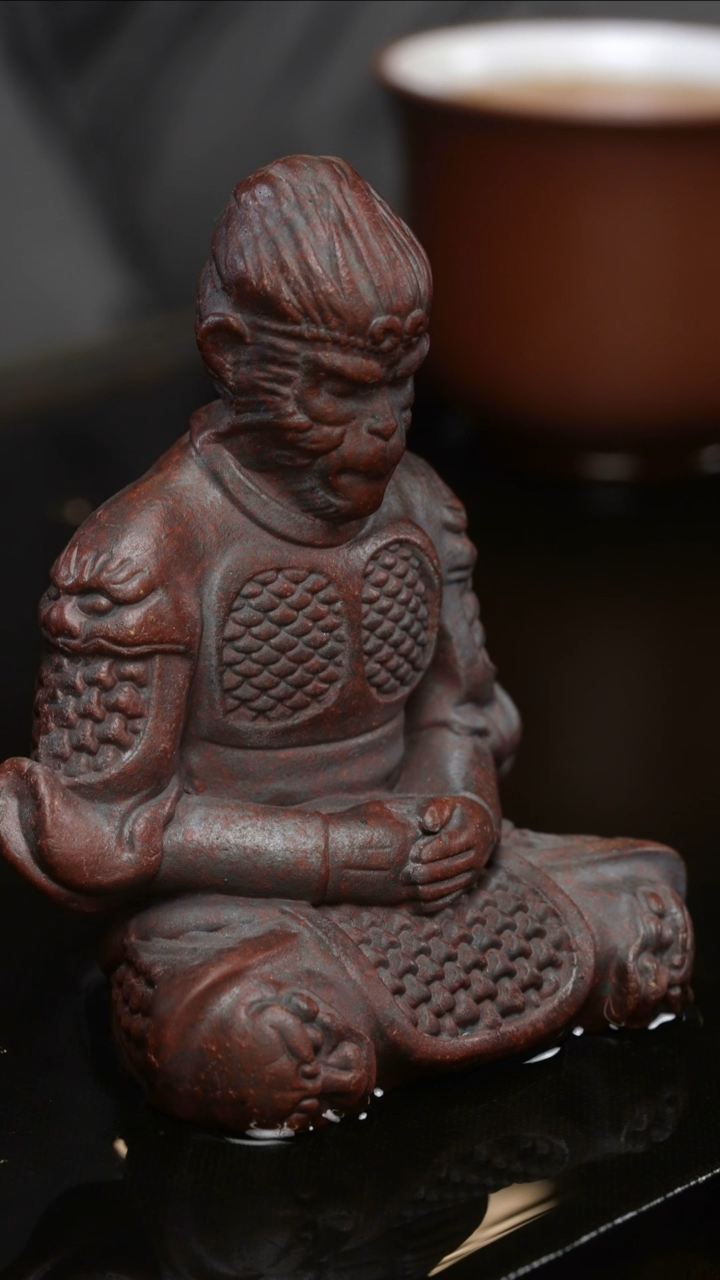 茶壶紫砂2古铜泥原矿紫砂茶宠猴