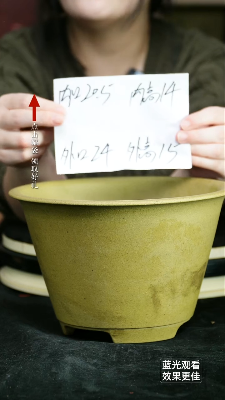 紫砂花盆瑕龙骨青砂斗笠一个无托