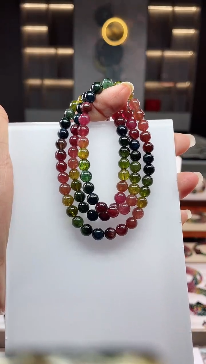 未镶嵌老矿碧玺三圈手串6mm+碧玺（多样性发一条）Q