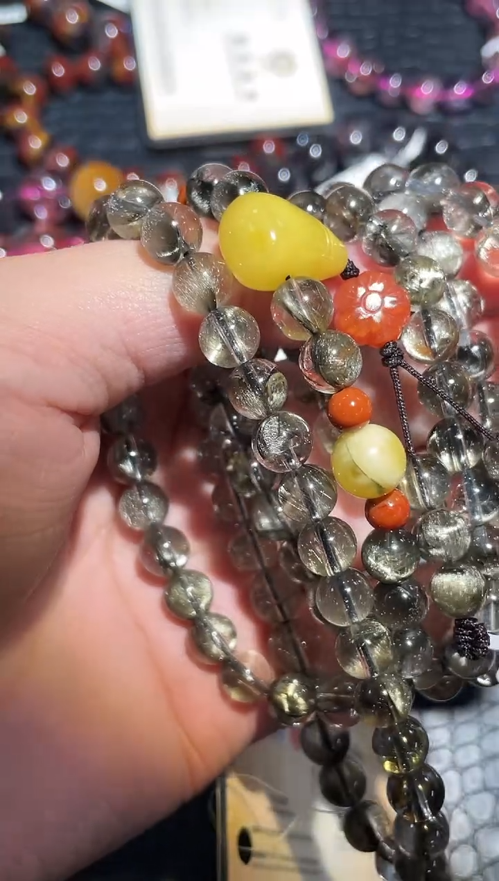 【闪购商品】水晶手链未镶嵌黑银钛108珠