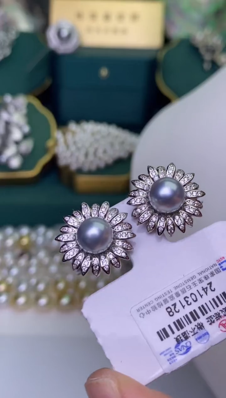 【闪购商品】海水珍珠耳饰银S925镶嵌1