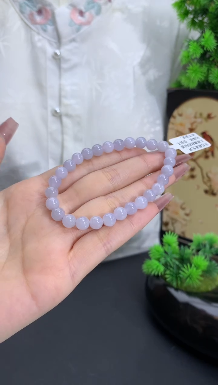 【闪购商品】未镶嵌翡翠手链淡淡淡紫 卡6.7mm