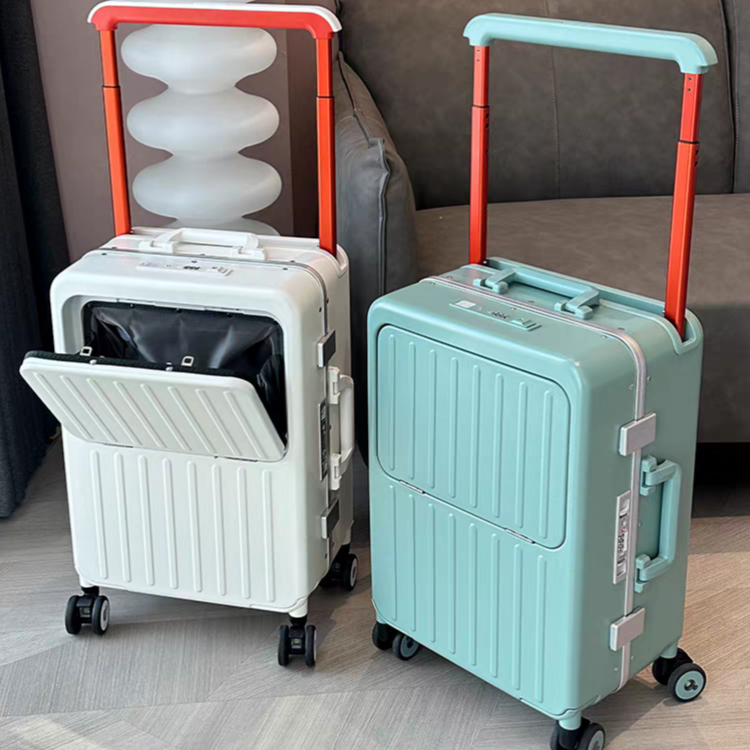 梦旅新款PC铝框宽拉杆前置开口24寸行李箱高颜值20寸旅行箱拉杆箱