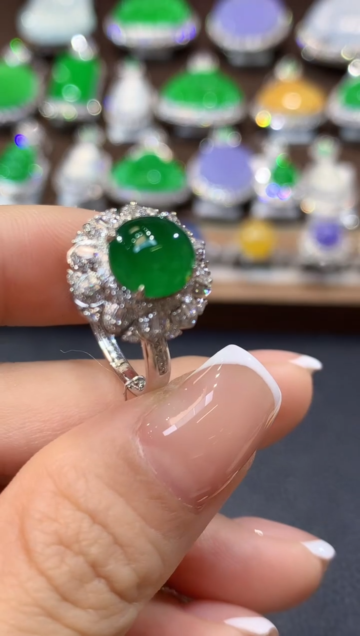 18K金镶嵌戒指翡翠D58