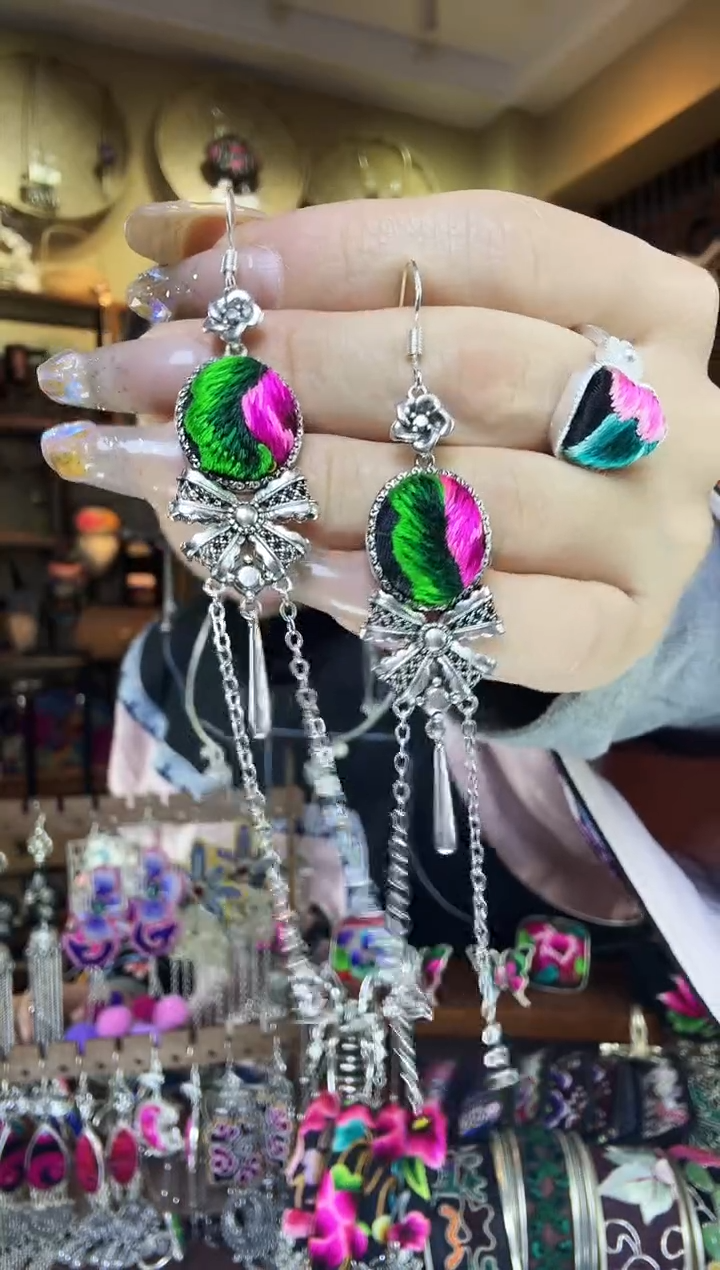 刺绣非遗刺绣民族风耳环