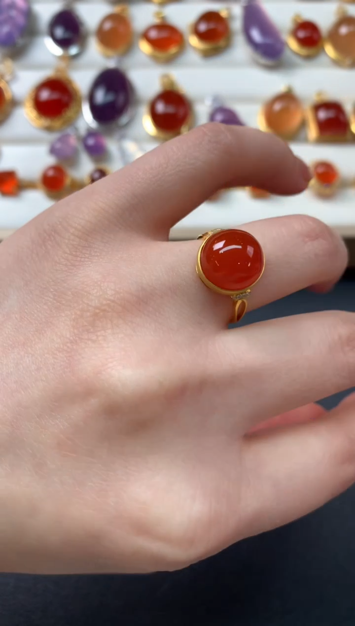 【闪购商品】南红玛瑙戒指18K金镶嵌Z976|2980