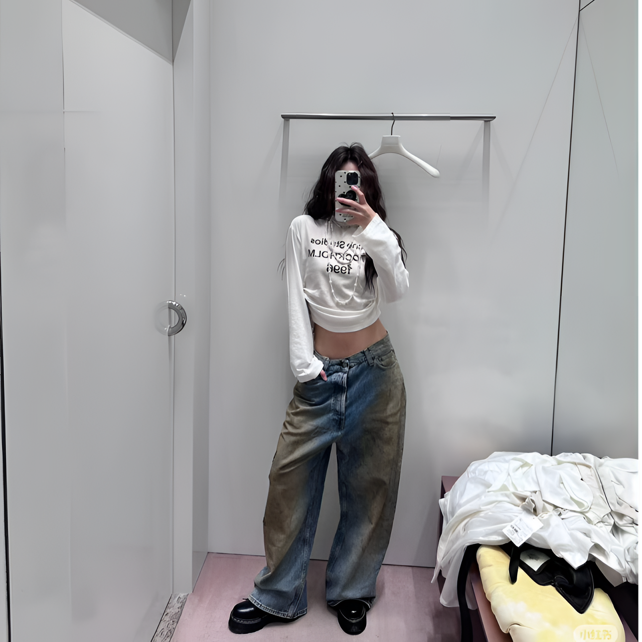 【2023baggy泥染】水洗磨破牛仔裤  男女同款