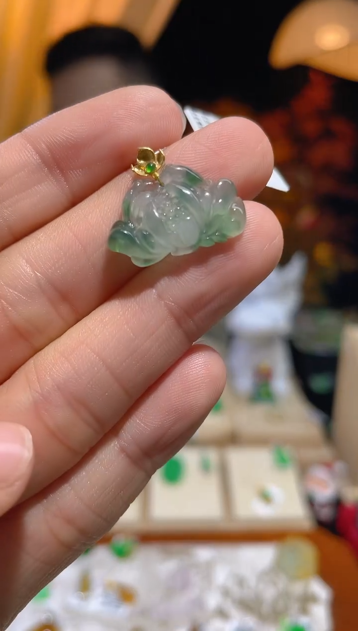 【闪购商品】翡翠颈饰18K金镶嵌假一赔三