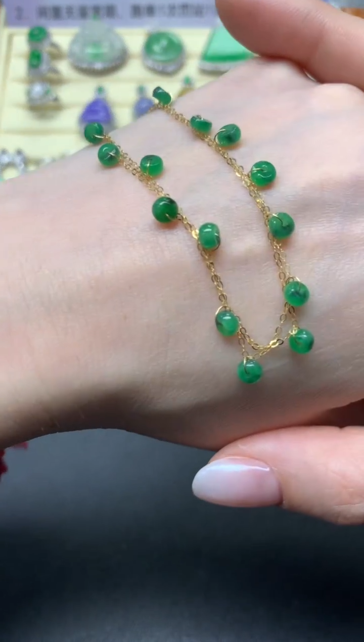 【闪购商品】翡翠手链18K金镶嵌多样性发其一|545+54